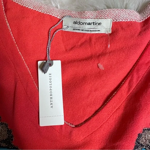 Nwt Anthropologie Aldo Martins coral v neck floral Relaxed fit knit Blouse nwt - Picture 8 of 10